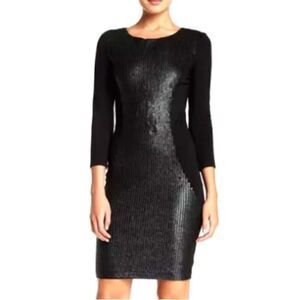 Haute Hippie Black 3/4 Sleeve Bodycon DressS